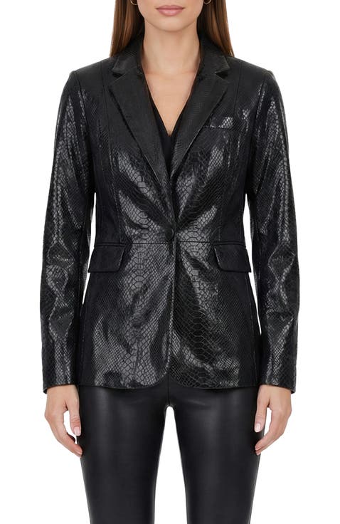 Genuine Metis Suede Pythn Printed Single Breasted Blazer