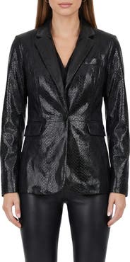 GORSKI Genuine Metis Suede Pythn Printed Single Breasted Blazer