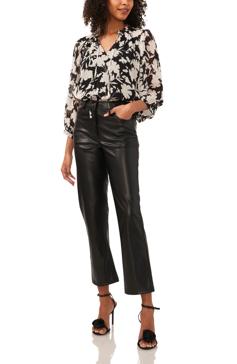 Vince Camuto Floral Split Neck Chiffon Top, Alternate, color, 