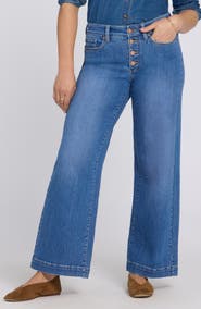 NYDJ Teresa Exposed Button Wide Leg Jeans