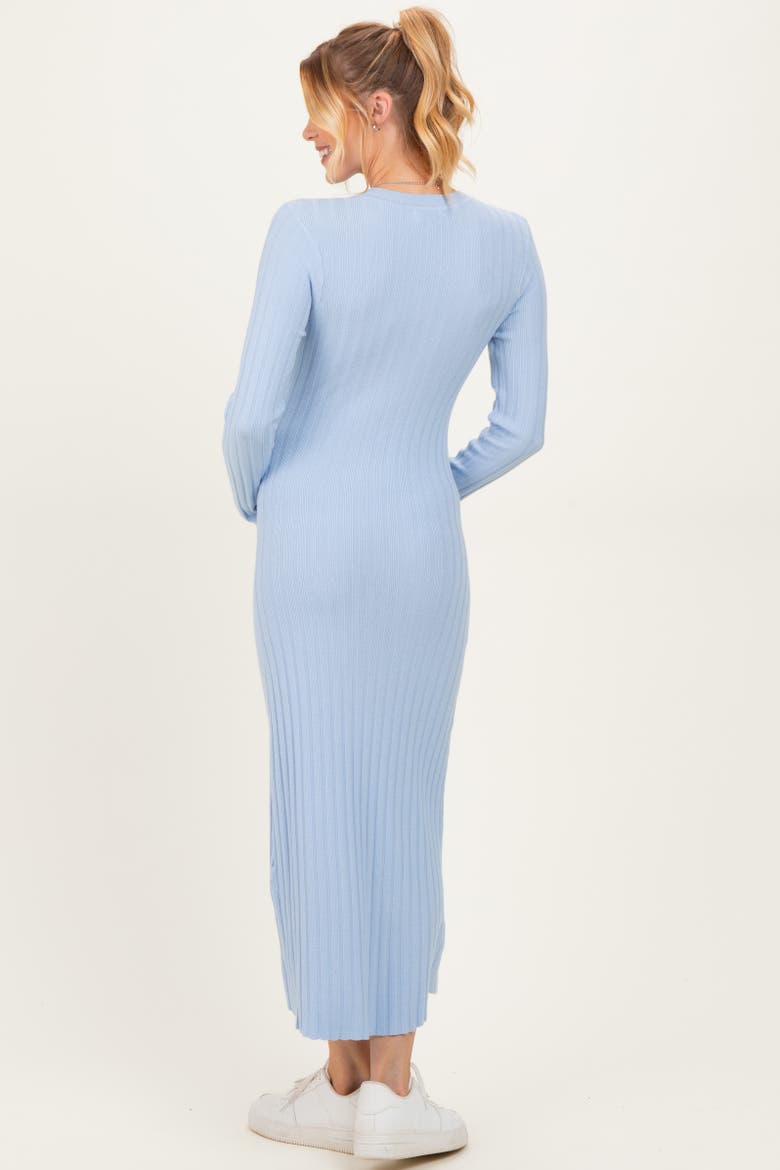 Ribbed Knit Fitted Midi Sweater Dress, Alternate, color, Light Blue