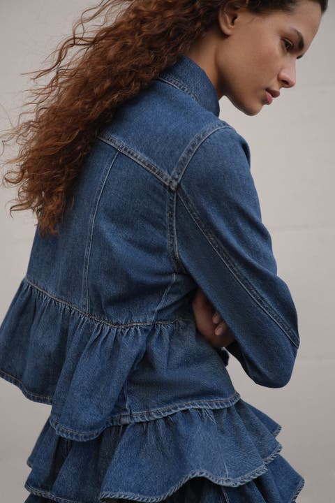 Denim peplum jacket