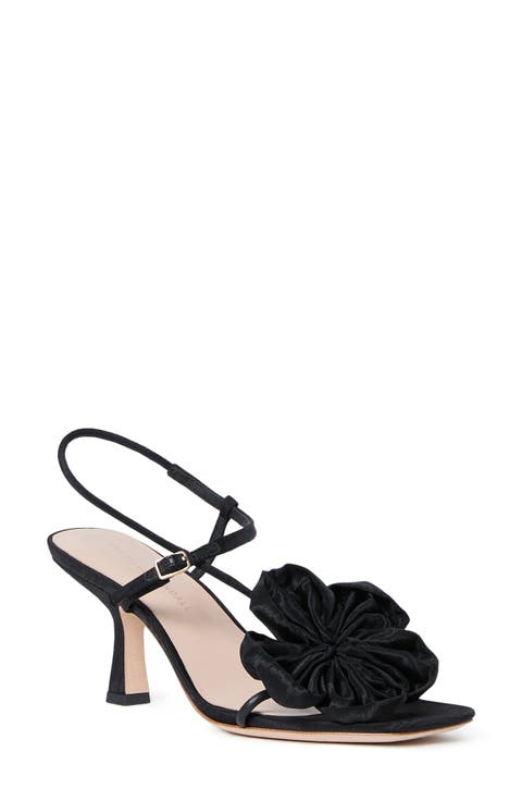 【関税込み】Emilia Sandals - Loeffler Randall - Black - Leat Emilia Black Pleated Bow Heel | Heeled Sandals | Footwear