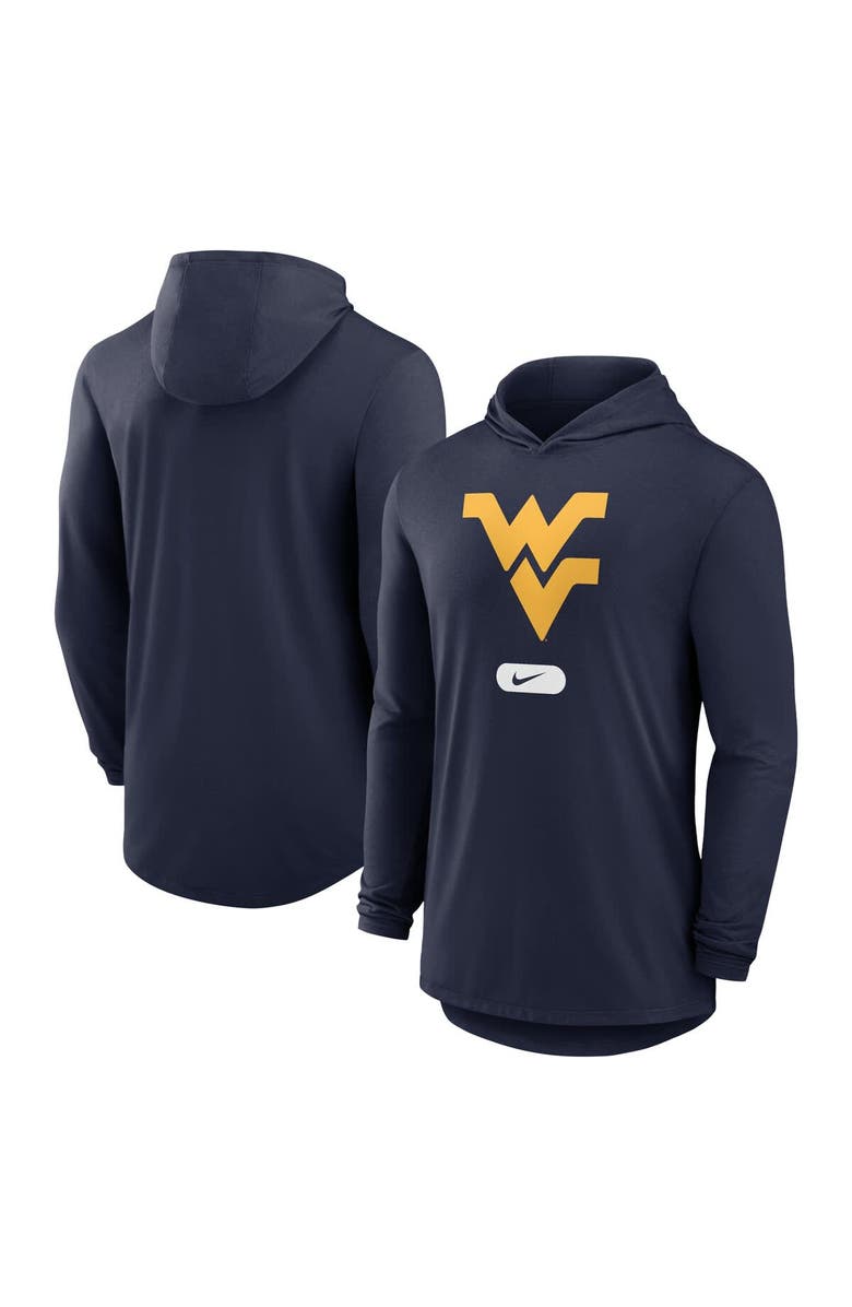 Nike Men's Nike Navy West Virginia Mountaineers Lightweight Performance Long Sleeve Hoodie T-Shirt, Main, color, Navy