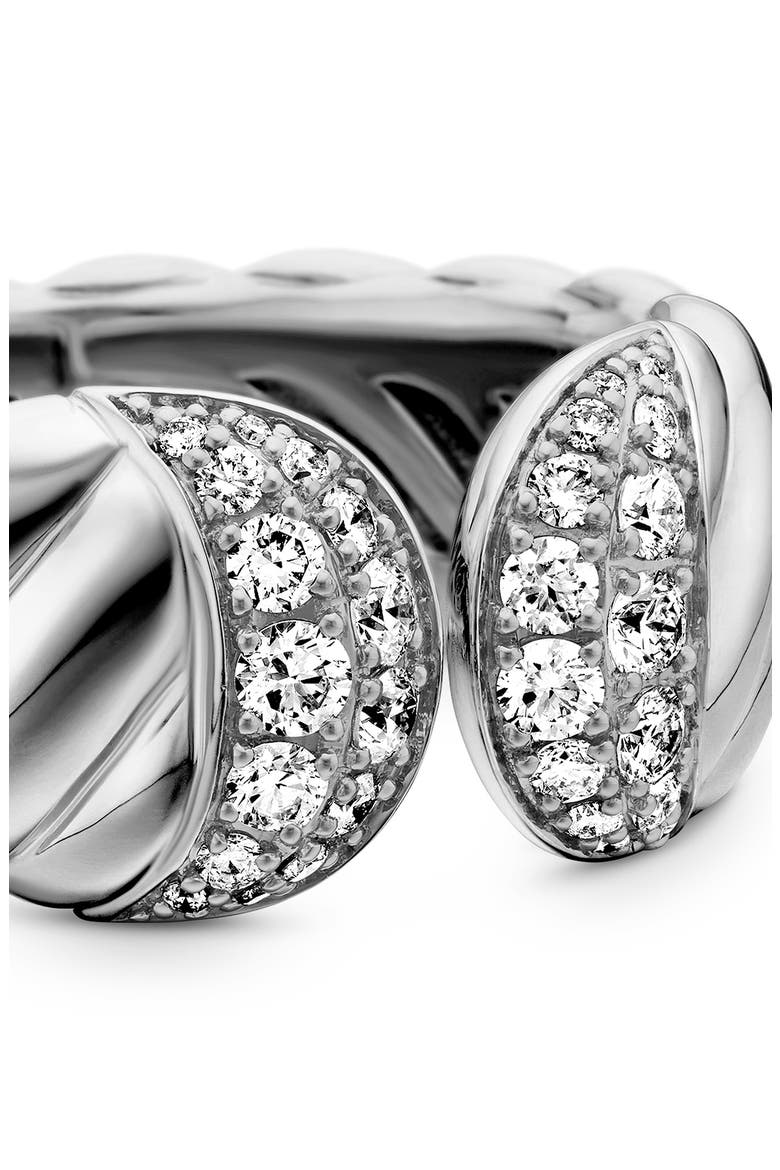 Sculpted Cable Ring with Pavé Diamonds, Alternate, color, DIAMOND/ SILVER
