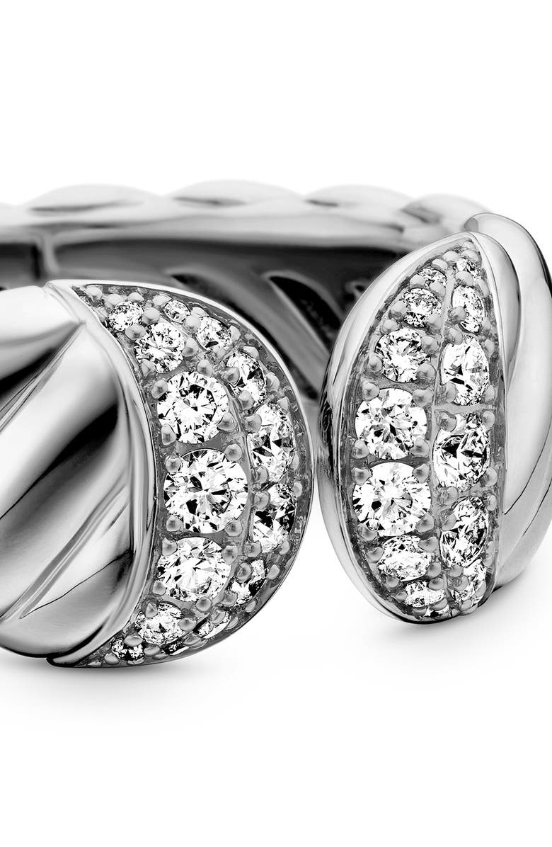 David Yurman Sculpted Cable Ring with Pavé Diamonds, Alternate, color, Diamond/ Silver