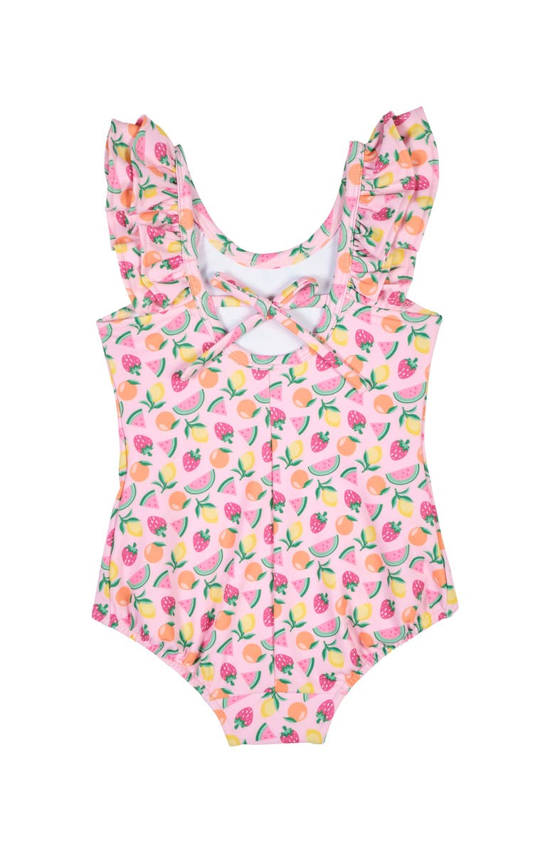 Florence Eiseman Fruit Print Swimsuit With Ruffles, Alternate, color, Pink/Multi