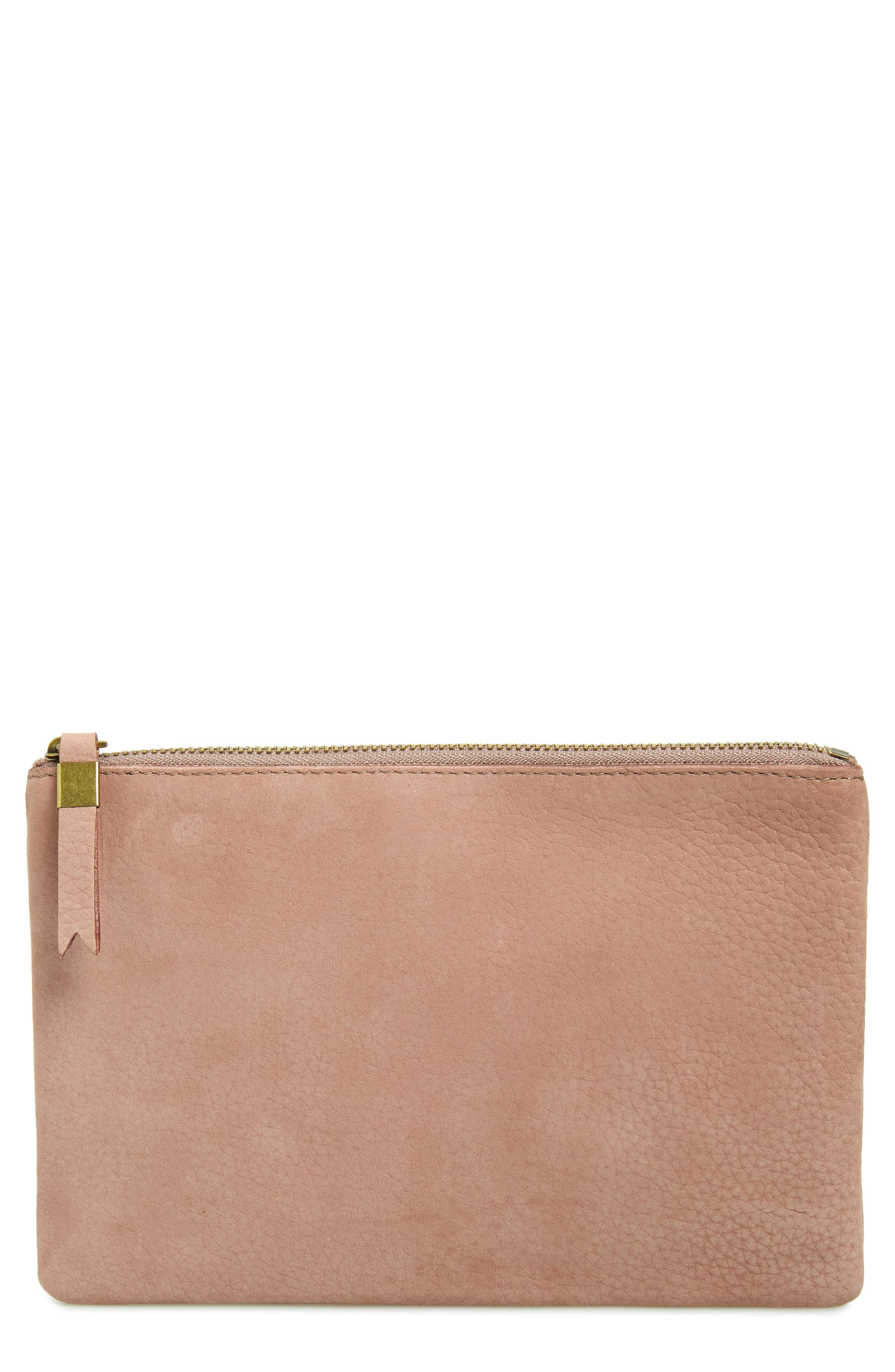 The Leather Pouch Clutch, Main, color, FLAG PURPLE