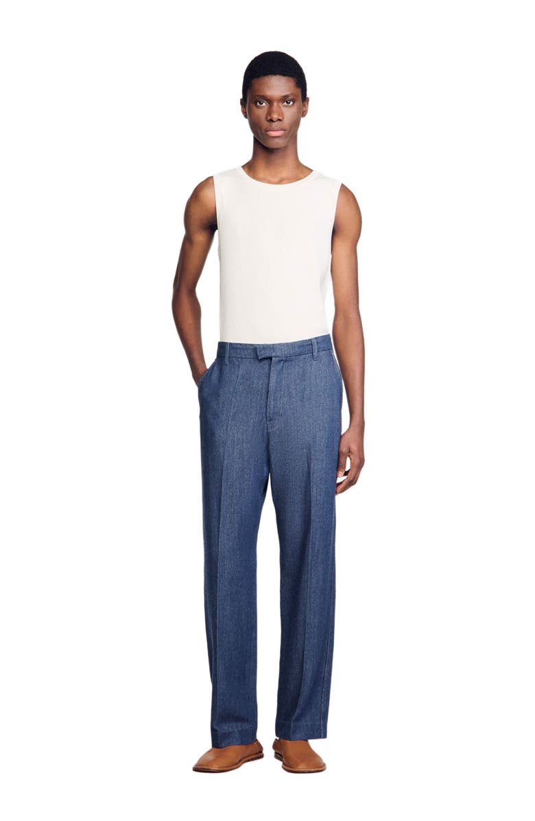 SANDRO Chambray trousers, Alternate, color, 