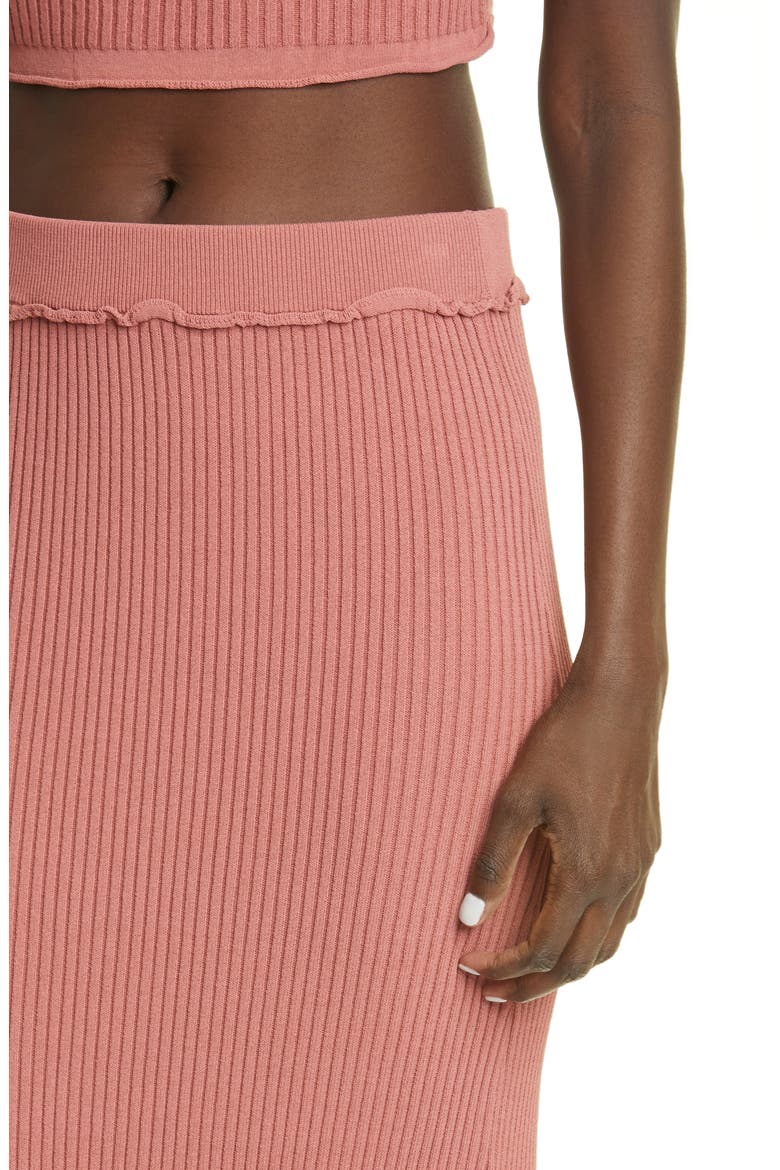 Turley Rib Ruffle Knit Skirt, Alternate, color, HAZELWOOD
