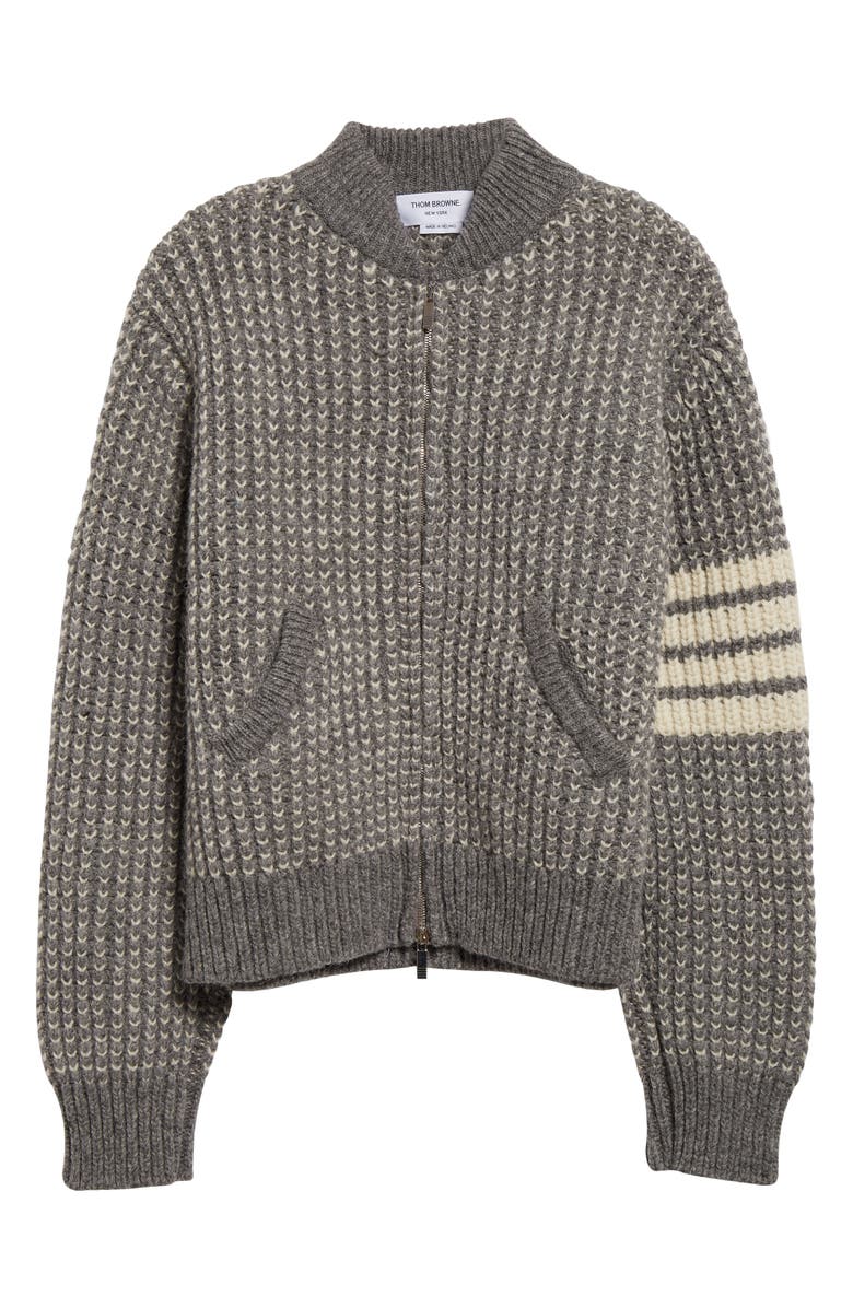 Thom Browne Tuck Wool Bomber Cardigan, Alternate, color, 