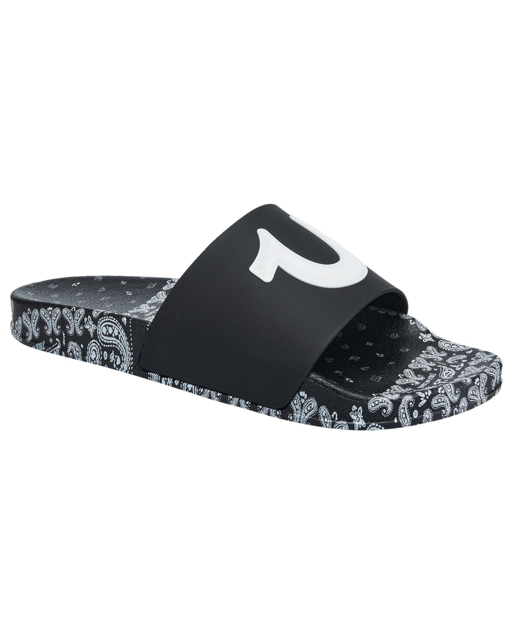 Paisley Footbed 112 Horseshoe Logo Slide, Main, color, Black