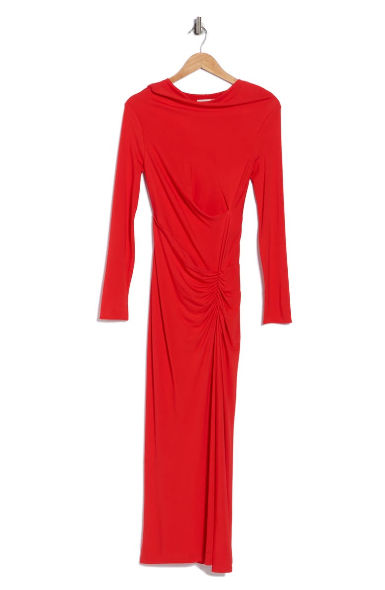 Simkhai Ferrera Long Sleeve Ruched Maxi Dress, Main, color, Fiery Red