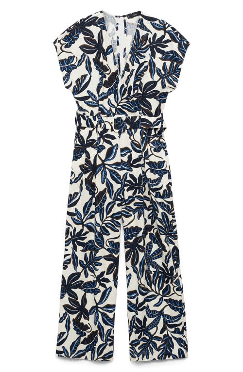 Mango Print Wide Leg Linen Blend Jumpsuit In Multi