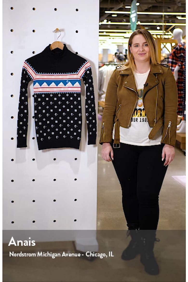 Fair Isle Print Long Sleeve Quarter Zip Pullover video