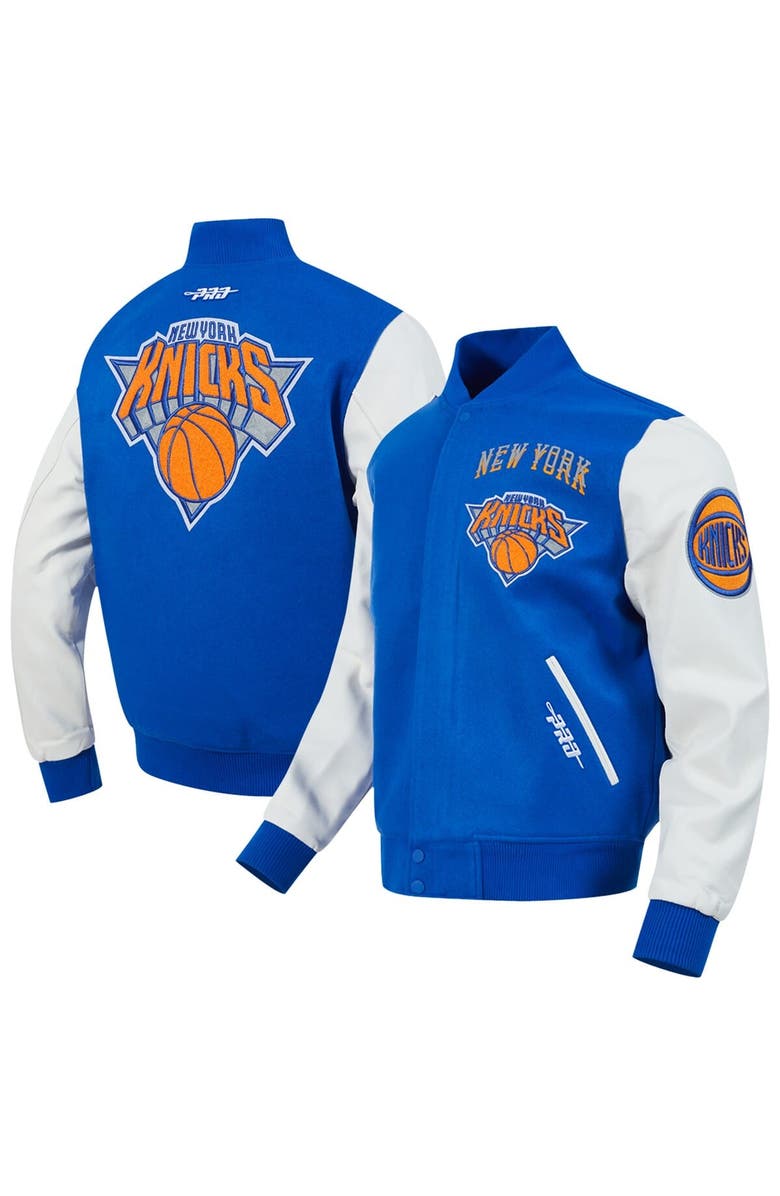 PRO STANDARD Men's Pro Standard  Blue New York Knicks 2024/25 City Edition Wool Varsity Full-Zip Jacket, Main, color, 