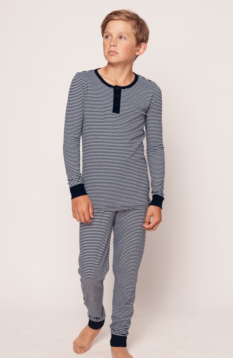 Petite Plume Kids' Stripe Fitted Two-Piece Pima Cotton Pajamas, Alternate, color, 