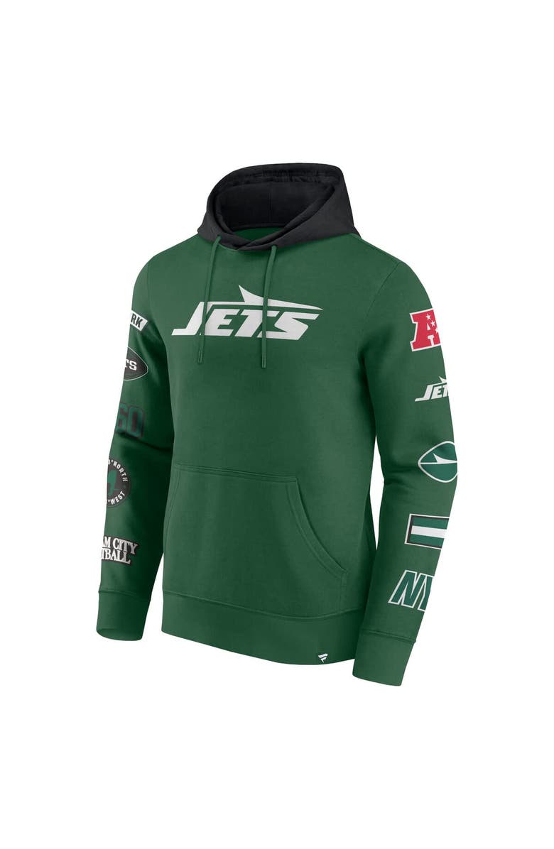 FANATICS Men's Fanatics  Green/Black New York Jets Patched Out Pullover Hoodie, Alternate, color, Green