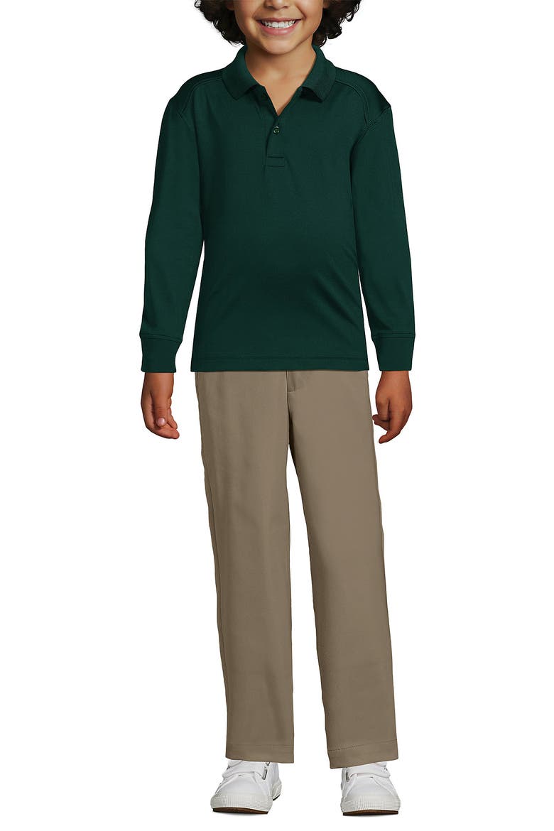School Uniform Kids Long Sleeve Rapid Dry Polo Shirt, Alternate, color, Evergreen