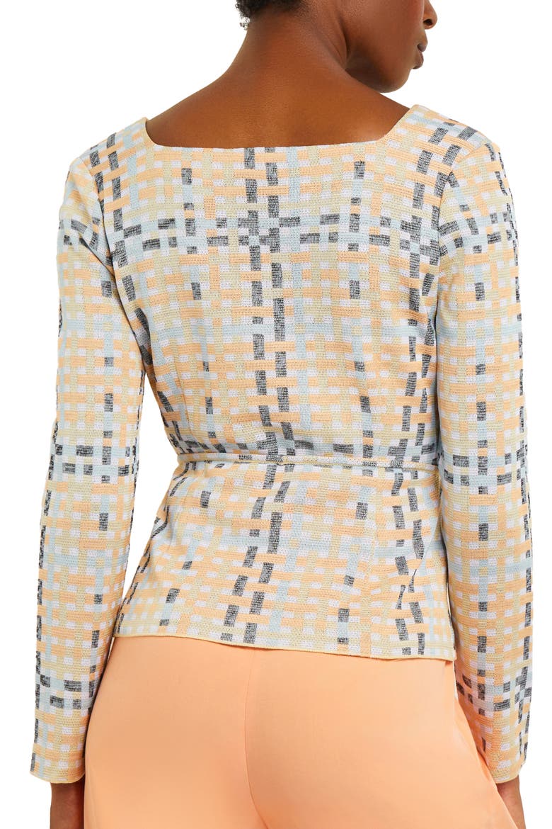 Jacquard Knit Jacket, Alternate, color, PEACH BLOSSOM/CARIBBEAN MIST