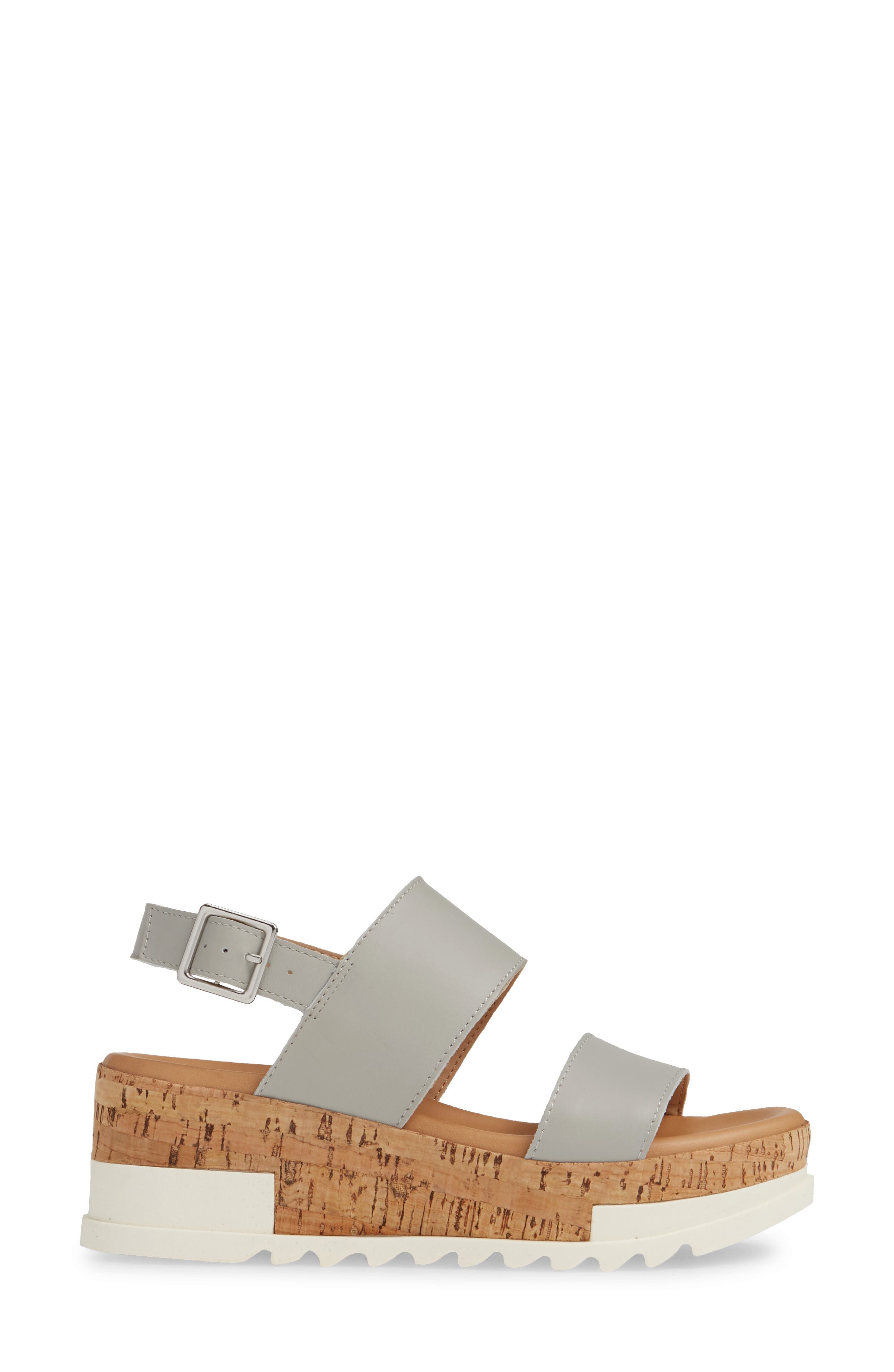 Brenda Wedge Sandal, Alternate, color, GREY LEATHER