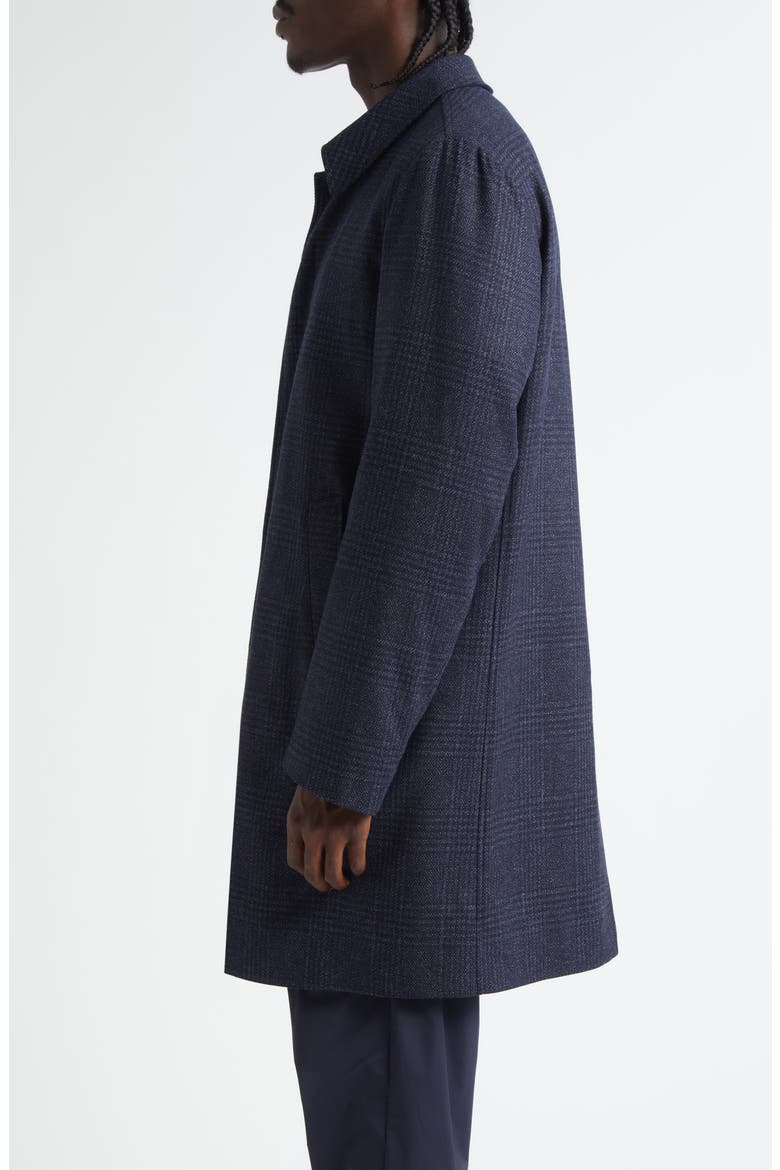 Glen Plaid Water Resistant Wool & Silk Tweed Topcoat, Alternate, color, BLUE NAVY