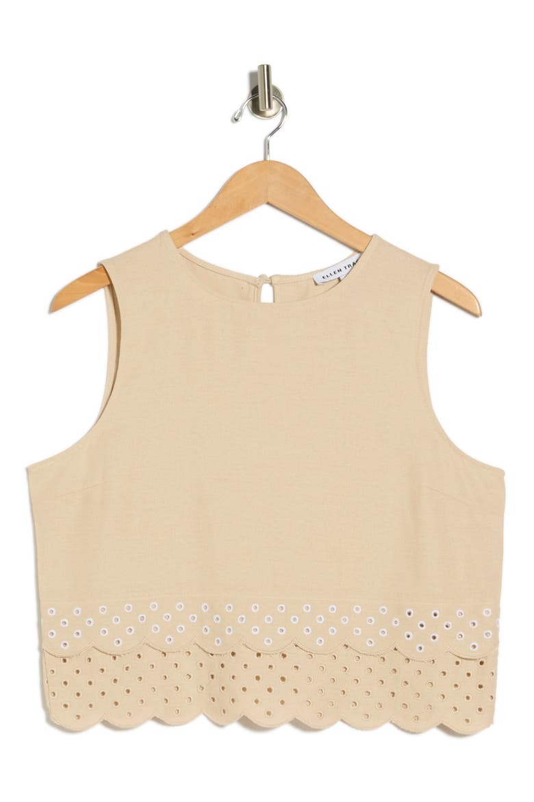 Eyelet Scallop Shell, Alternate, color, LINEN