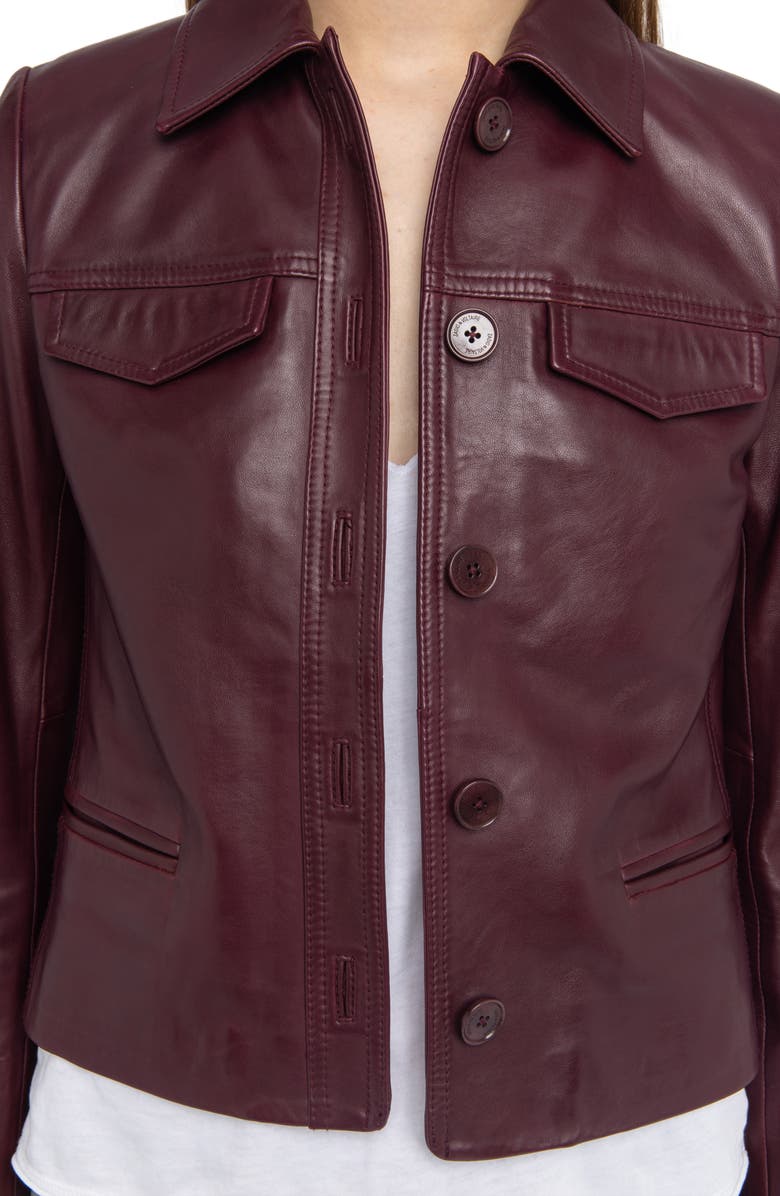 Zadig & Voltaire Liam Leather Jacket, Alternate, color, Burgundy