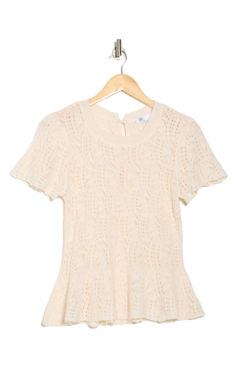 Daniel Rainn Openwork Peplum Top, Alternate, color, Q095 Ivory