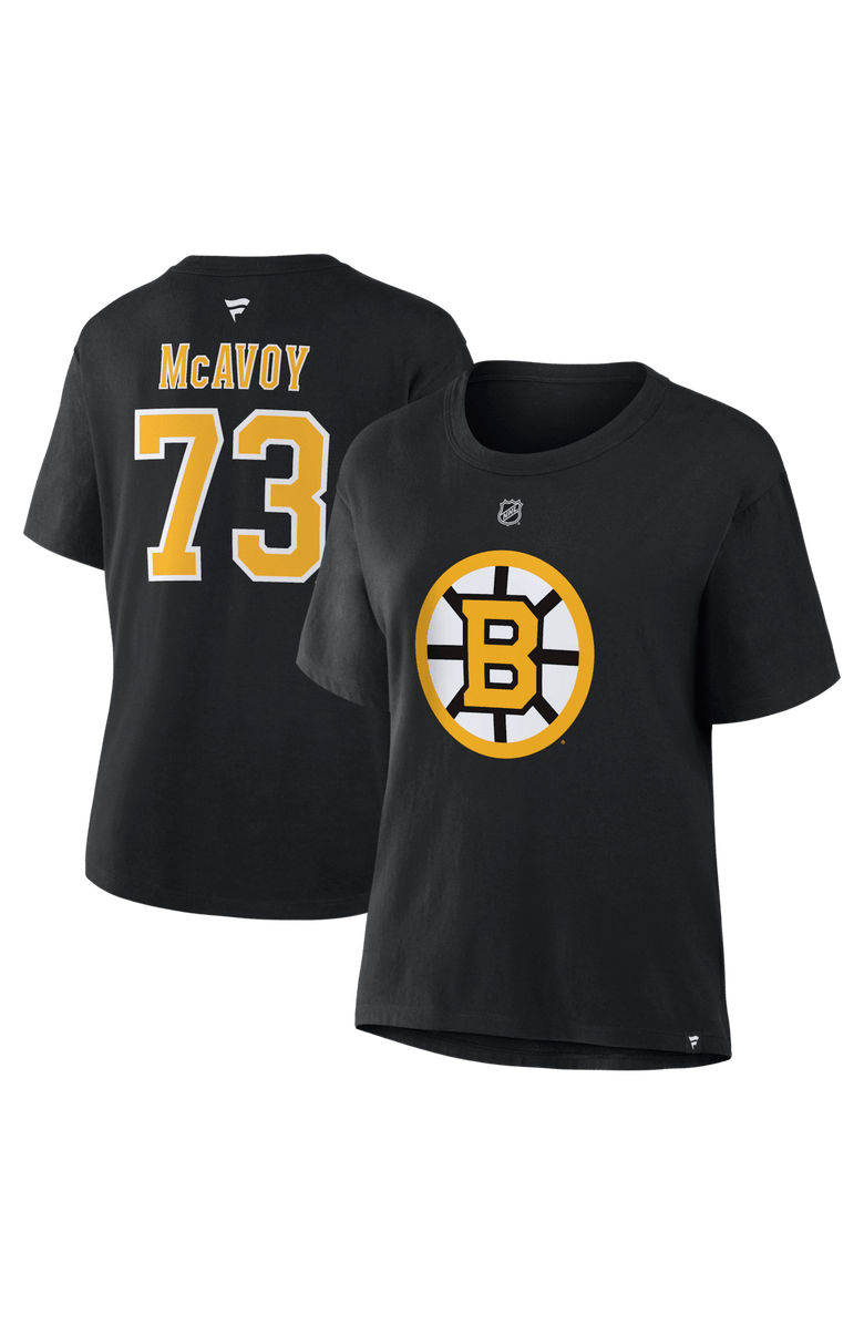 FANATICS Women's Fanatics Charlie McAvoy Black Boston Bruins Authentic Stack Name & Number T-Shirt, Alternate, color, Black