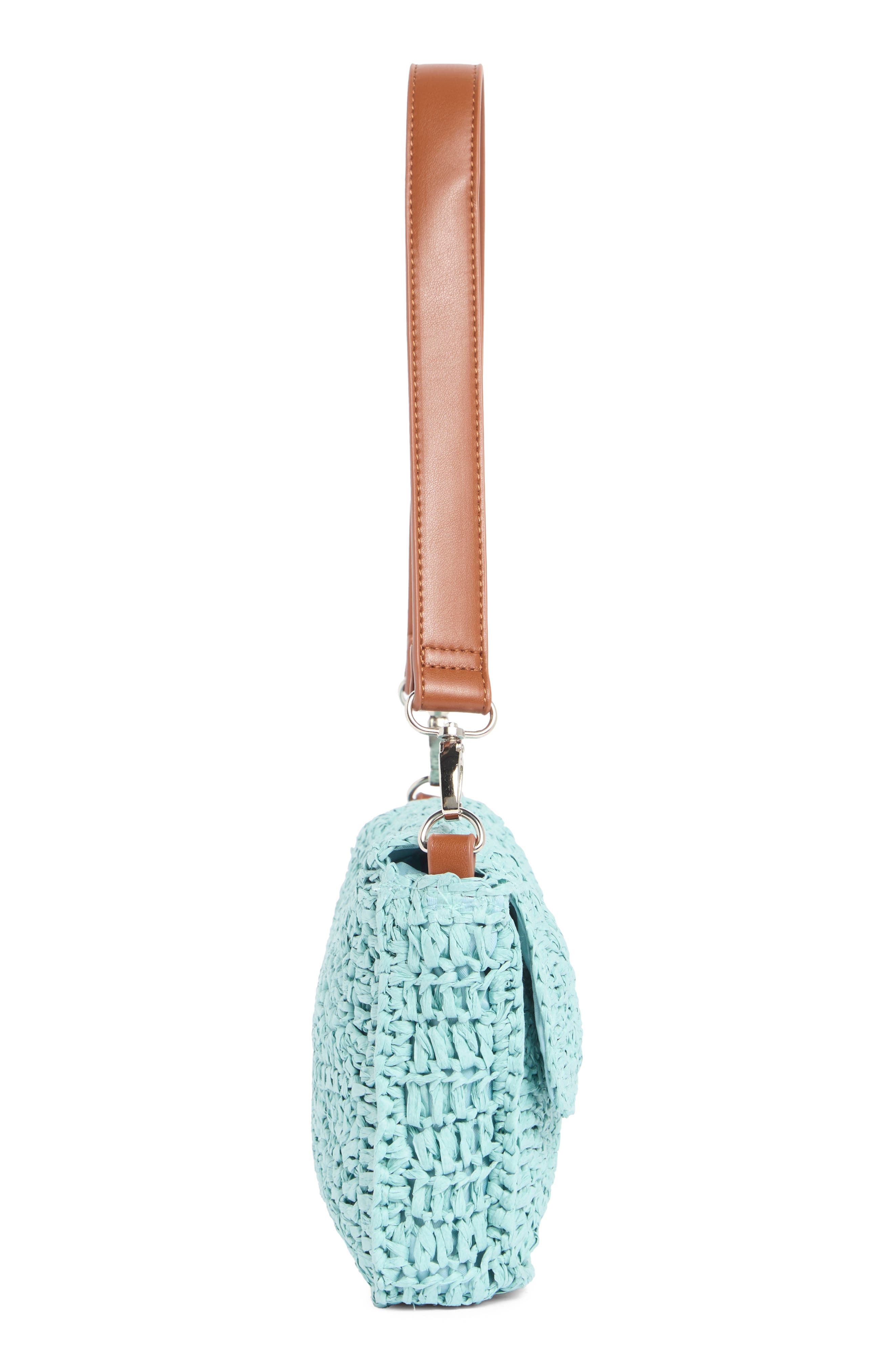 Crochet Square Shoulder Bag, Alternate, color, BLUE