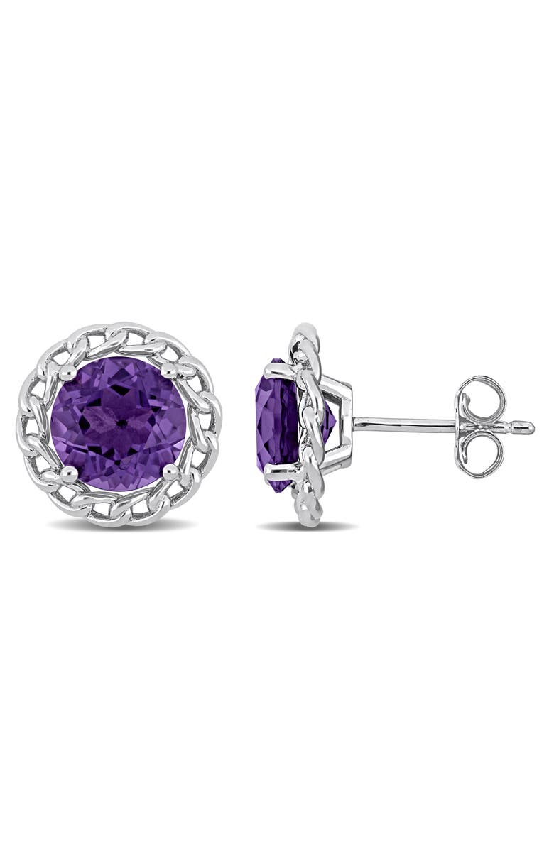 Julianna B. Amethyst Halo Link Stud Earrings Sterling Silver, Main, color, 