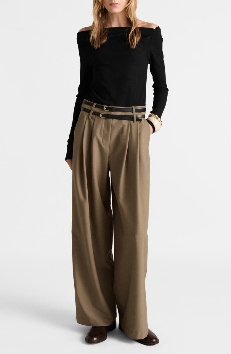 MANGO Wallis Mixed Media Belted Jumpsuit, Main, color,