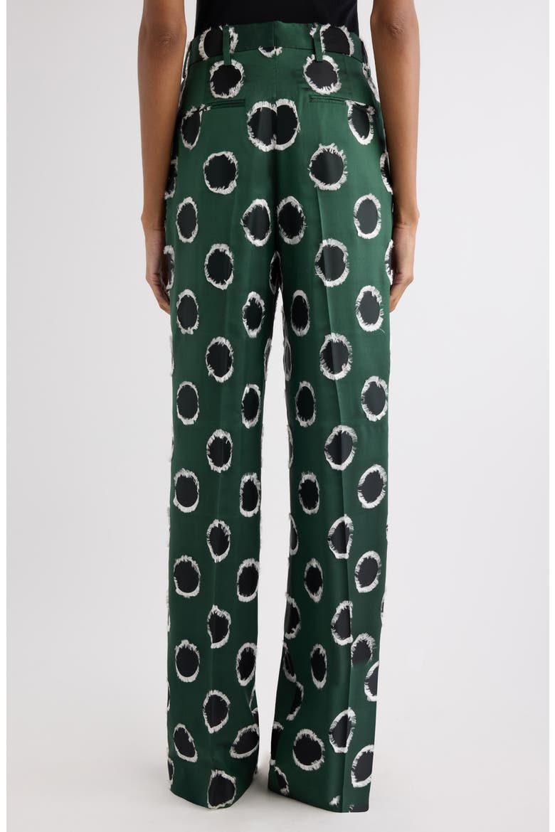 Portias Fil Coupé Polka Dot Pleated Satin Straight Leg Pants, Alternate, color, DARK GREEN
