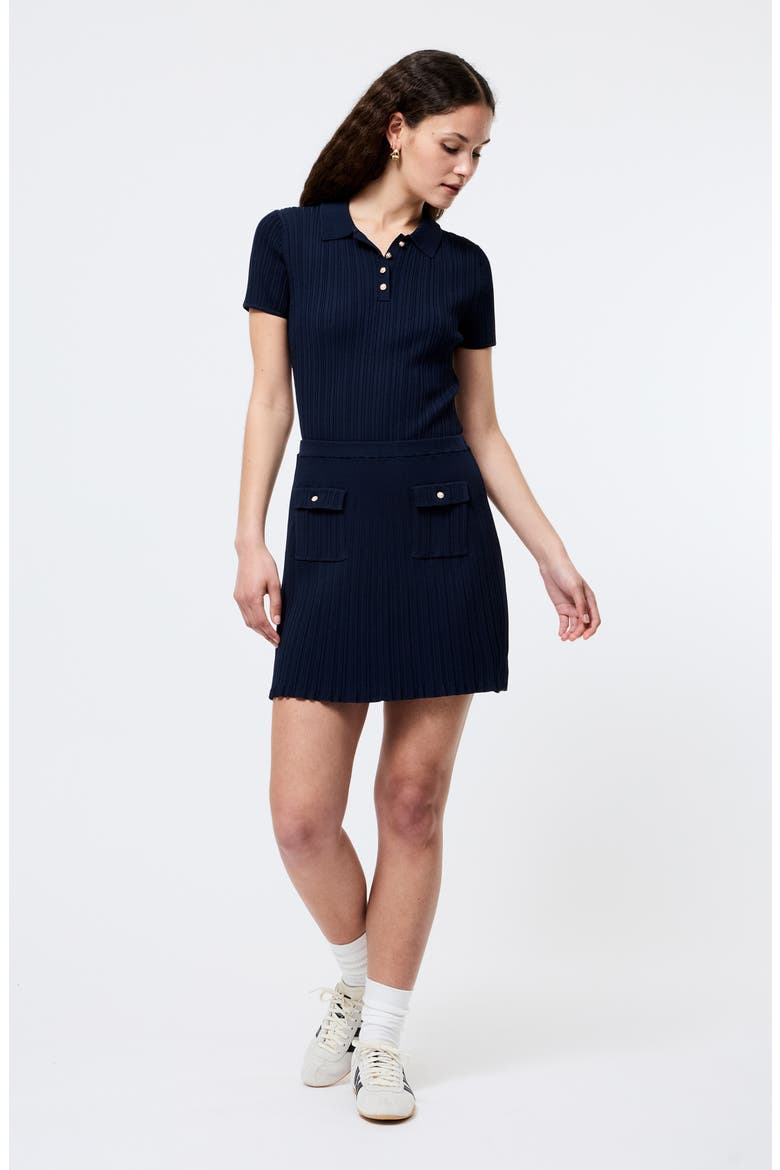 Flap Pocket Ribbed Sweater Miniskirt, Alternate, color, MARINE