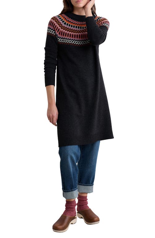 Seasalt Cornwall Bird Ring Fair Isle Long Sleeve Sweater Dress In Black