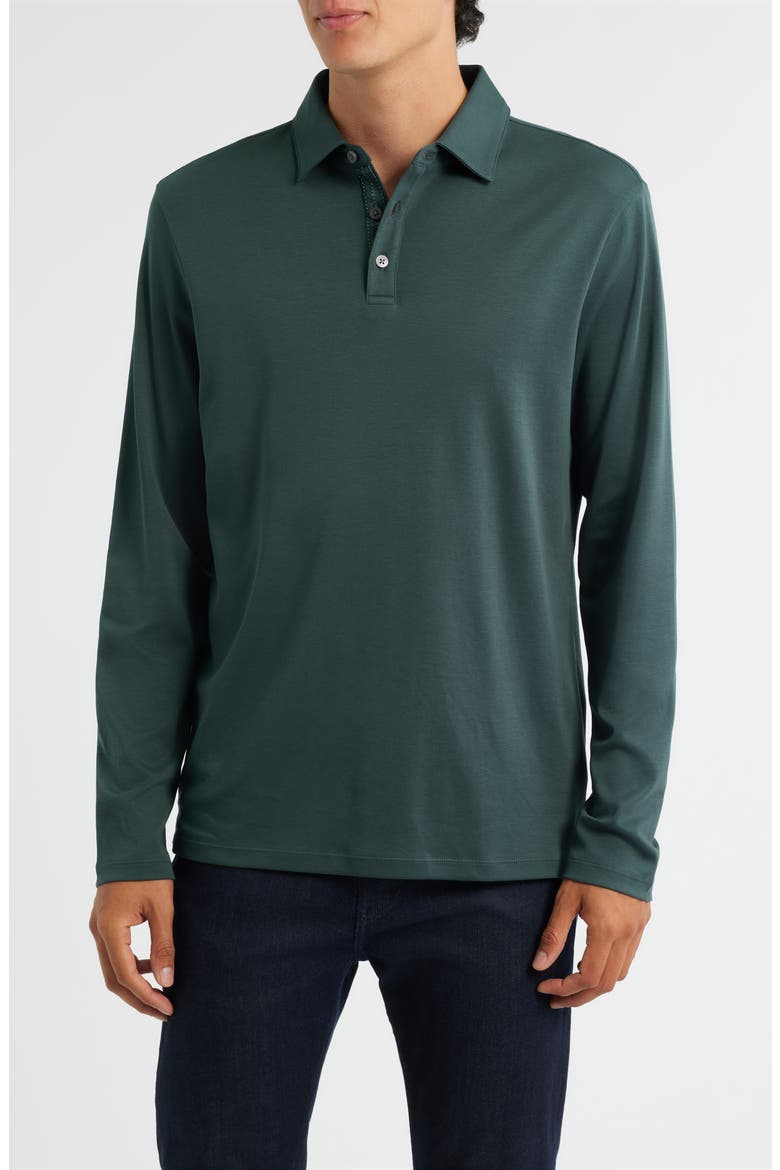 Georgia Long Sleeve Pima Cotton Polo, Main, color, DEEP GREEN