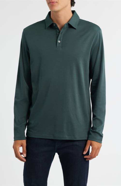 Robert Barakett Georgia Long Sleeve Pima Cotton Polo in Deep Green 
