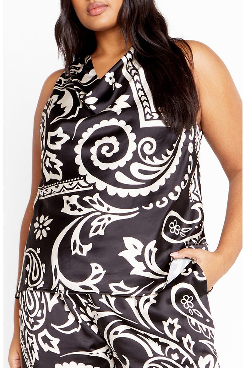 Jazlyn Cowl Neck Satin Top, Main, color, PAISLEY