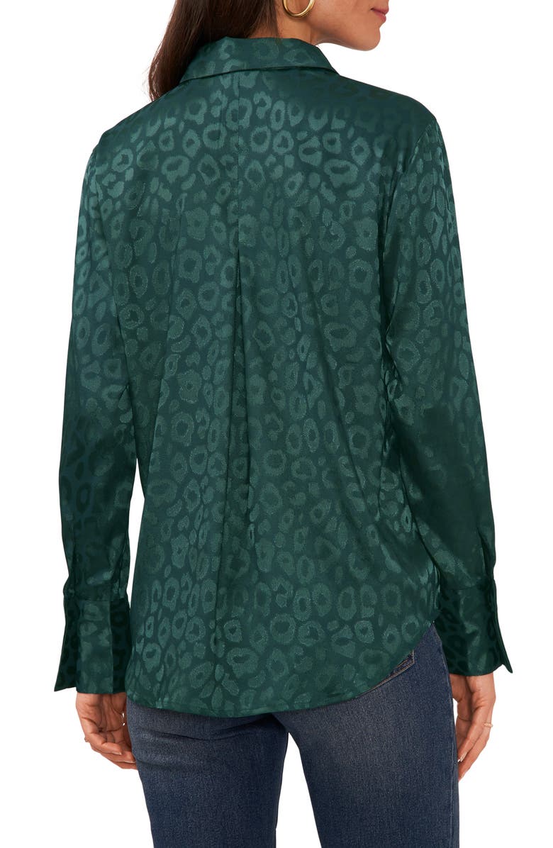 Vince Camuto Leopard Print Satin Button-Up Shirt, Alternate, color,