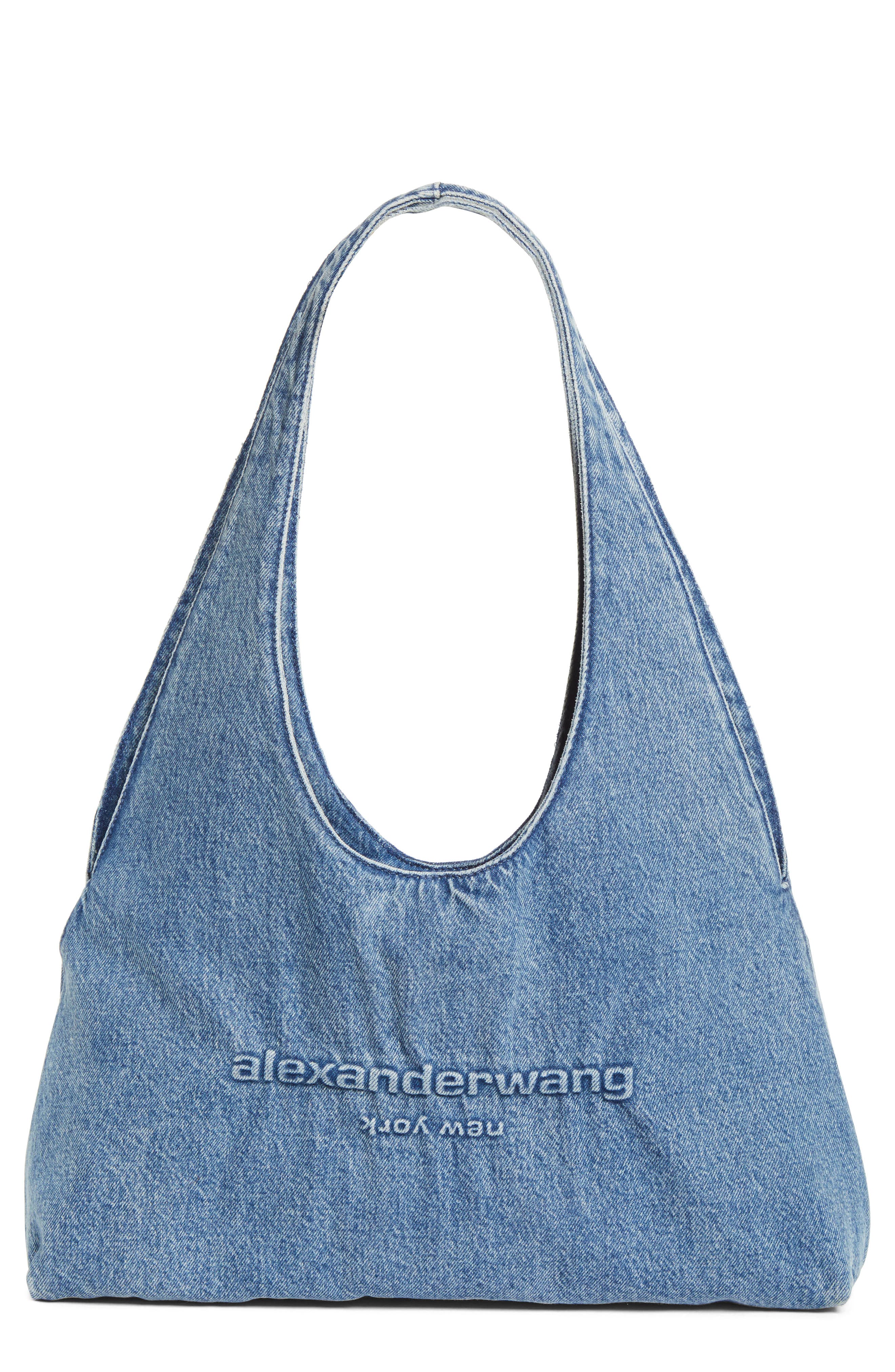 Alexander Wang Medium Pike Denim Hobo Bag, Main, color, Vintage Medium Indigo