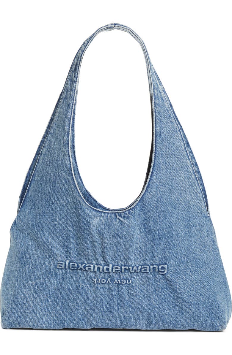 Alexander Wang Medium Pike Denim Hobo Bag, Main, color, Vintage Medium Indigo