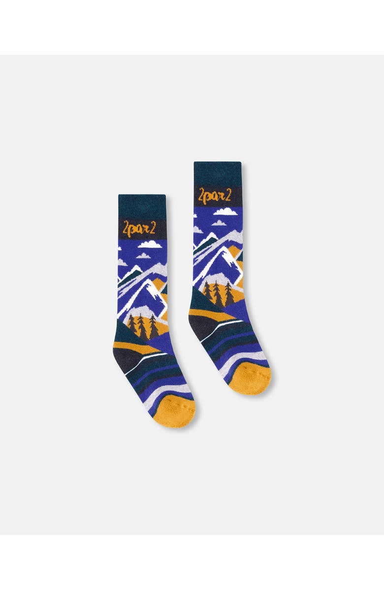 Deux par Deux Baby Boy Winter Ski Socks with Merino Wool, Alternate, color, Deep Teal