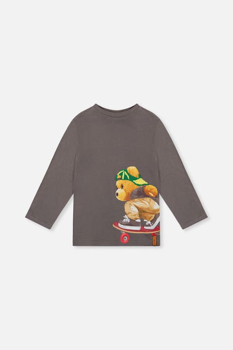 Organic Cotton Crew Neck Skate Bear Long Sleeve T-Shirt