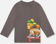 Deux par Deux Organic Cotton Crew Neck Skate Bear Long Sleeve T-Shirt