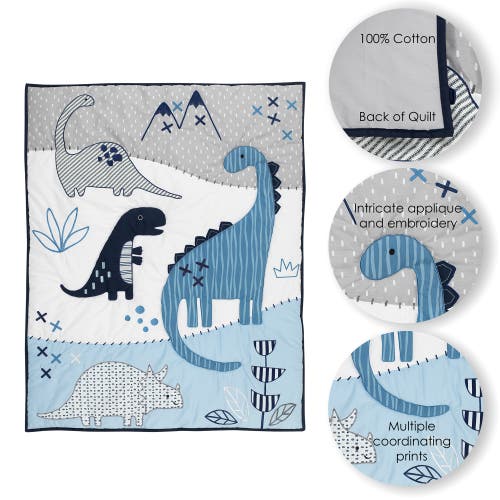 Lambs & Ivy Baby Dino Dinosaur Nursery 6-piece Crib Bedding Set In Blue