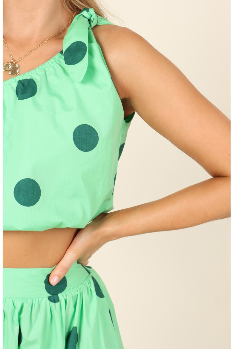 Philippa One-Shoulder Bubble Crop Top, Alternate, color, GREEN SPOT