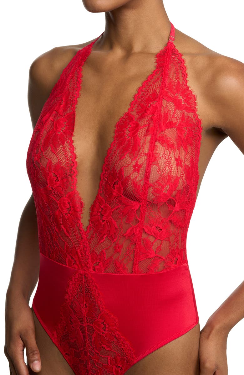 Natori Fleur Lace Teddy, Alternate, color, Bonfire