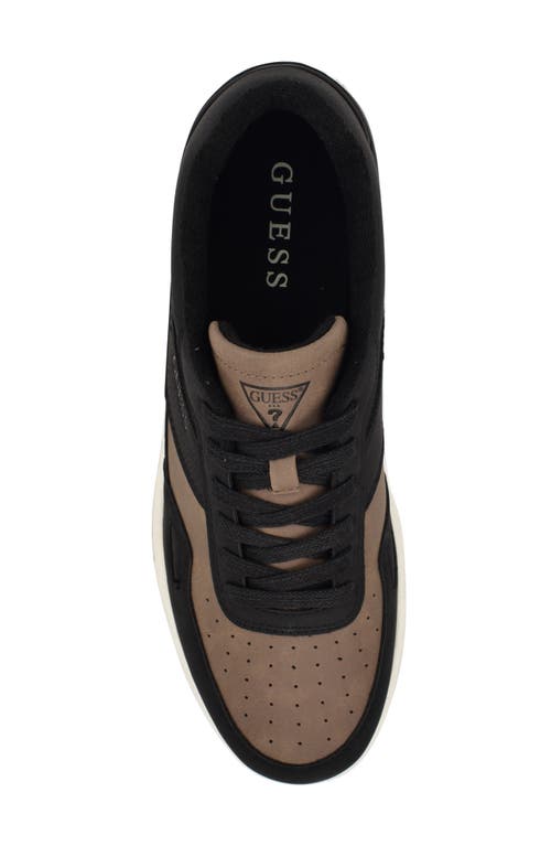 Guess Men's Tolyo Perf Toe Fashion Lace Up Sneakers In Black/taupe