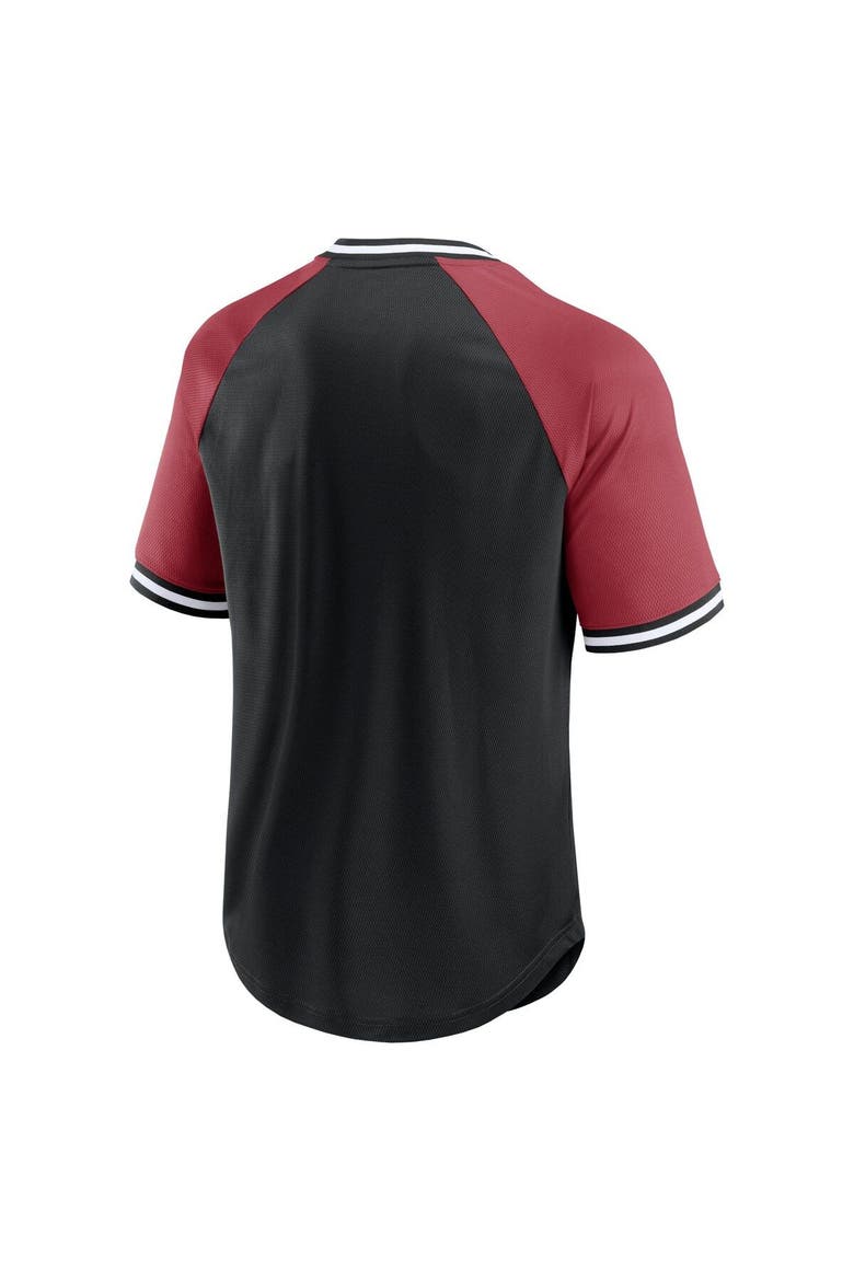 Men's Fanatics Branded Black/Cardinal Arizona Cardinals Second Wind Raglan V-Neck T-Shirt, Alternate, color, Black